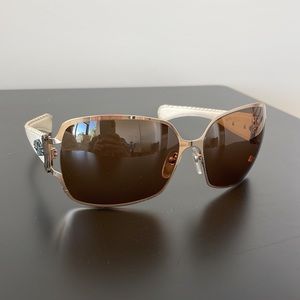 Chrome Hearts Poon II Shield White Leather Sunglasses with Case